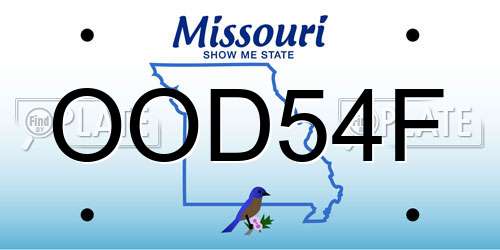 OOD54F Missouri License Plate