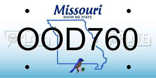 OOD760 Missouri License Plate