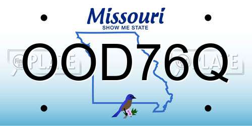 OOD76Q Missouri License Plate