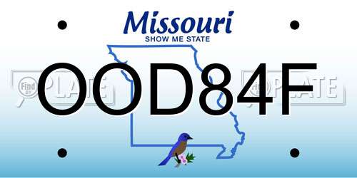 OOD84F Missouri License Plate