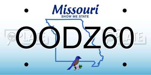 OODZ60 Missouri License Plate
