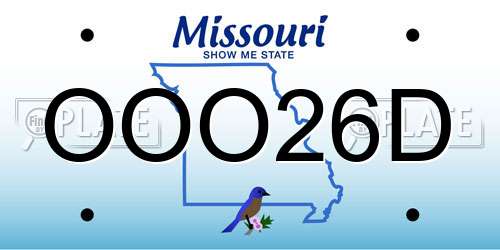 OOO26D Missouri License Plate
