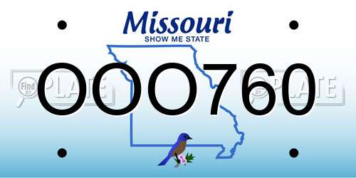 OOO760 Missouri License Plate