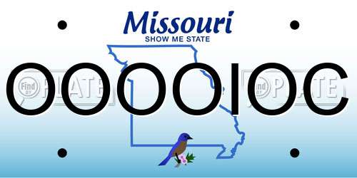 OOOOIOC Missouri License Plate