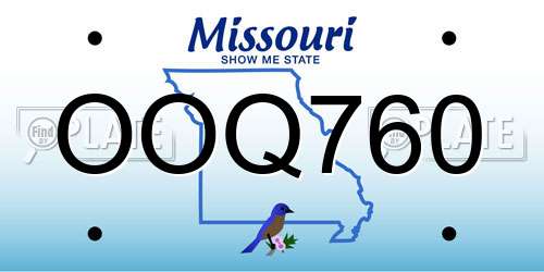 OOQ760 Missouri License Plate