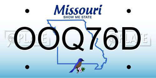 OOQ76D Missouri License Plate