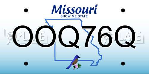 OOQ76Q Missouri License Plate