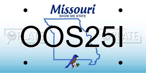 OOS25I Missouri License Plate