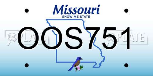 OOS751 Missouri License Plate
