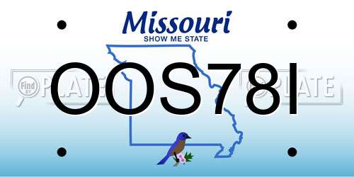 OOS78I Missouri License Plate