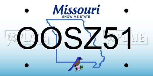 OOSZ51 Missouri License Plate