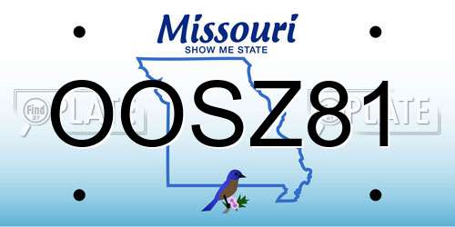 OOSZ81 Missouri License Plate