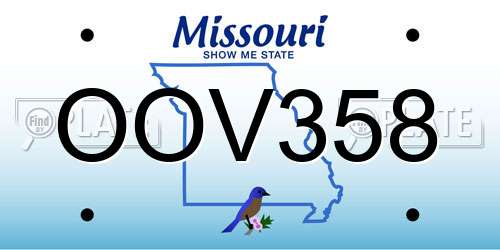 OOV358 Missouri License Plate