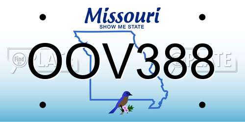 OOV388 Missouri License Plate