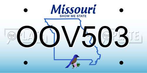 OOV503 Missouri License Plate