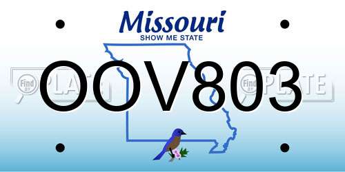 OOV803 Missouri License Plate