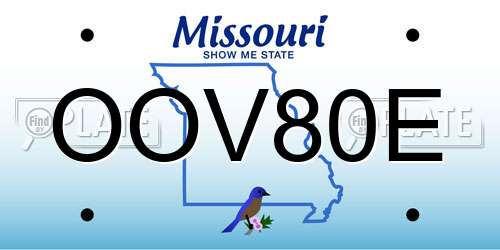 OOV80E Missouri License Plate
