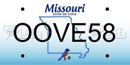 OOVE58 Missouri License Plate