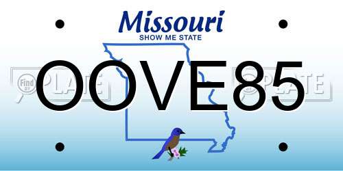 OOVE85 Missouri License Plate