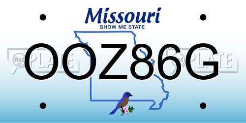 OOZ86G Missouri License Plate