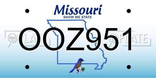OOZ951 Missouri License Plate