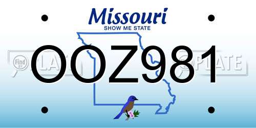 OOZ981 Missouri License Plate
