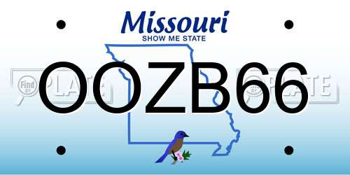OOZB66 Missouri License Plate