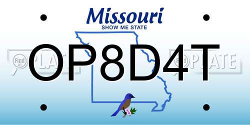 OP8D4T Missouri License Plate