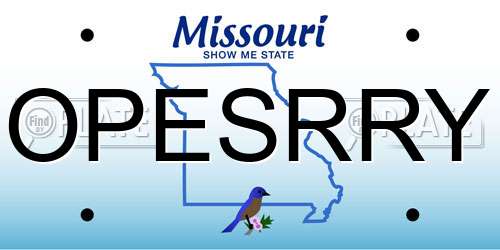 OPESRRY Missouri License Plate