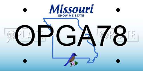 OPGA78 Missouri License Plate
