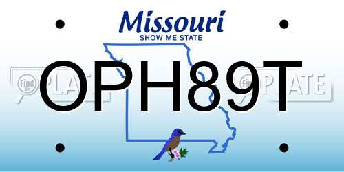 OPH89T Missouri License Plate