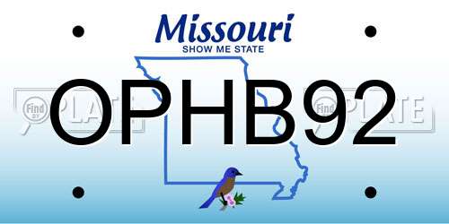 OPHB92 Missouri License Plate