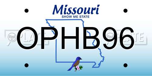 OPHB96 Missouri License Plate