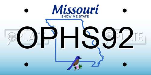 OPHS92 Missouri License Plate