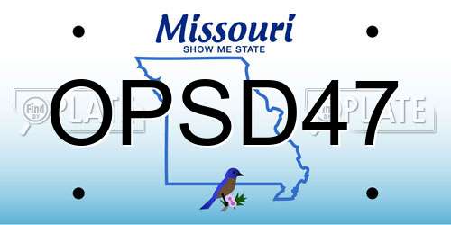 OPSD47 Missouri License Plate