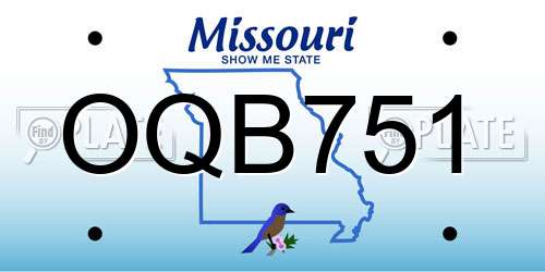 OQB751 Missouri License Plate