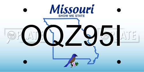 OQZ95I Missouri License Plate