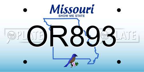 OR893 Missouri License Plate
