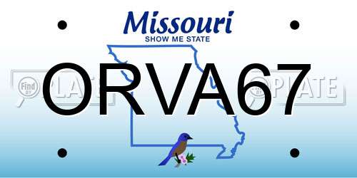 ORVA67 Missouri License Plate