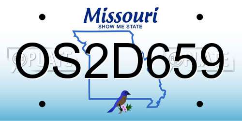 OS2D659 Missouri License Plate