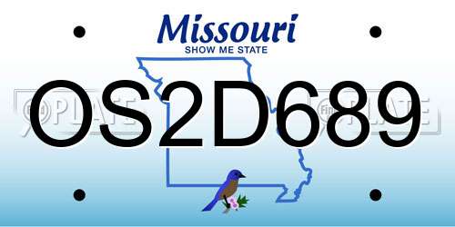 OS2D689 Missouri License Plate
