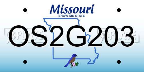 OS2G203 Missouri License Plate