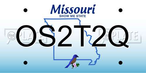 OS2T2Q Missouri License Plate