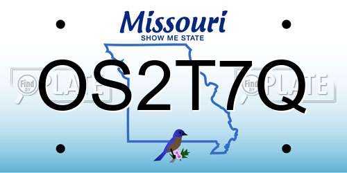 OS2T7Q Missouri License Plate