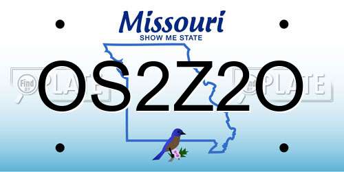 OS2Z2O Missouri License Plate