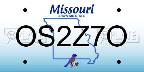 OS2Z7O Missouri License Plate