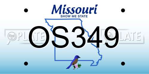 OS349 Missouri License Plate