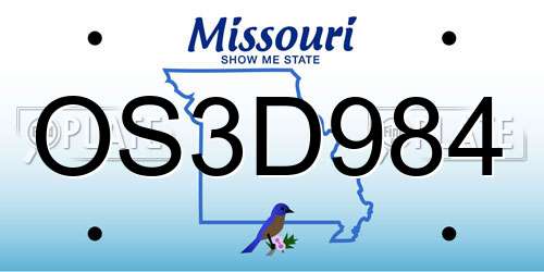 OS3D984 Missouri License Plate