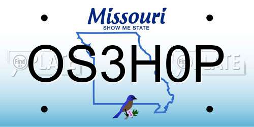OS3H0P Missouri License Plate
