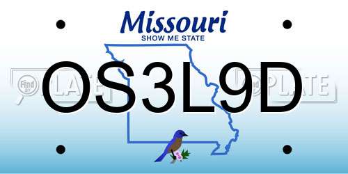 OS3L9D Missouri License Plate